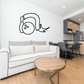Bowling ball and pin ribbon wall decal with black outline and motion lines