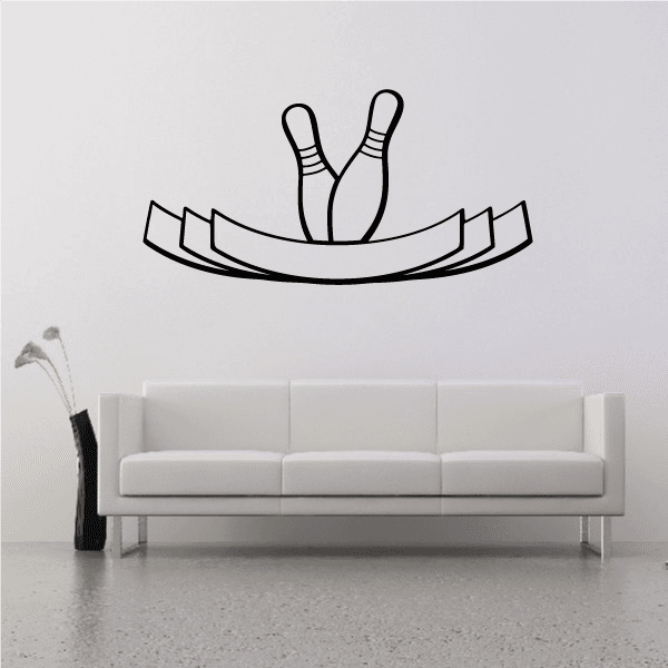 Image of Two Bowling Pins Ribbon Decal