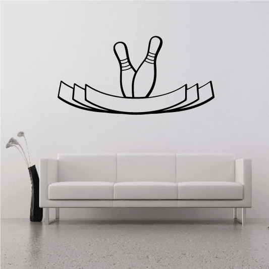 Image of Two Bowling Pins Ribbon Decal