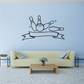 Bowling ribbon decal with knocked-over pins and a bowling ball character
