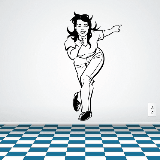 Image of Smiling Lady Bowling Pose