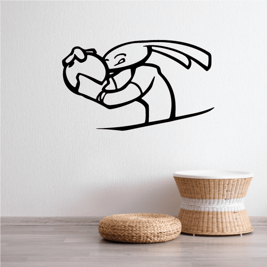 Image of Bowling Bunny Holding Up Bowling Ball Decal