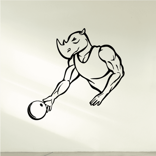 Image of Muscular Rhino Releasing Bowling Ball Decal