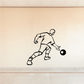Bowling ball person releasing ball decal, black line art