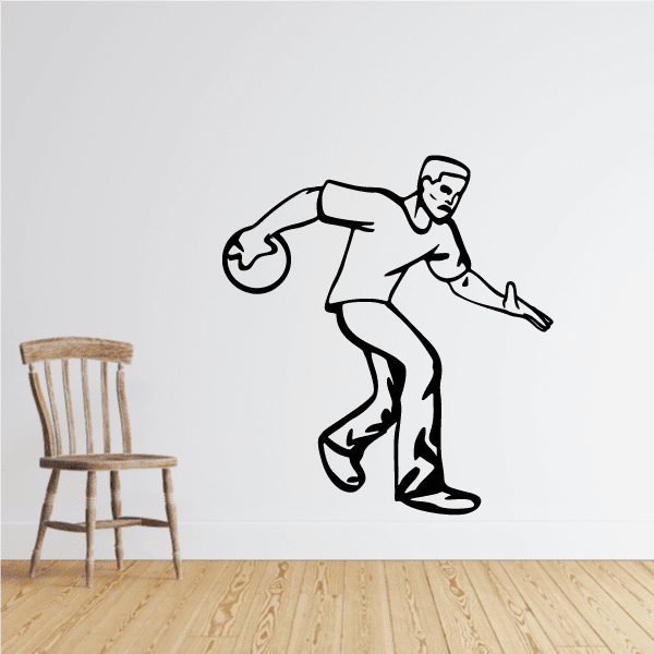 Image of Bowling Man Holding Ball Decal