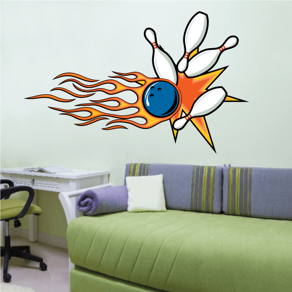 Image of Flaming Bowling Ball Strike Sticker