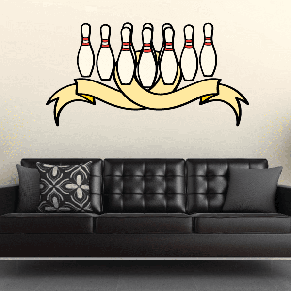 Image of Bowling Pins Arranged Ribbon Color Sticker