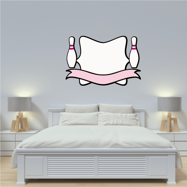 Image of Bowling Pins Each Side Frame Color Style Sticker