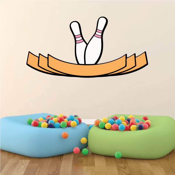 Image of Bowling Two Pin Color Ribbon Sticker