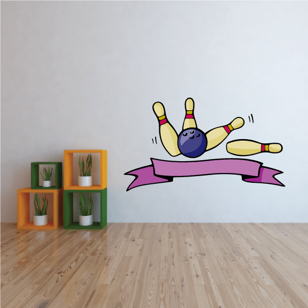 Image of Knocked Over Pins and Bowling Ball Ribbon Color Decal