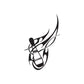 Flame spiral pin decal with black skull and flames graphic