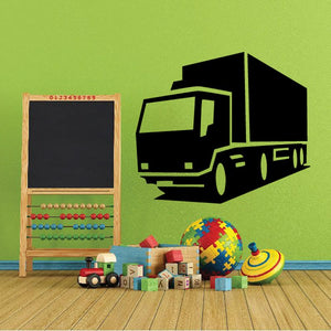 Box truck vinyl wall decal featuring a black side view truck outline