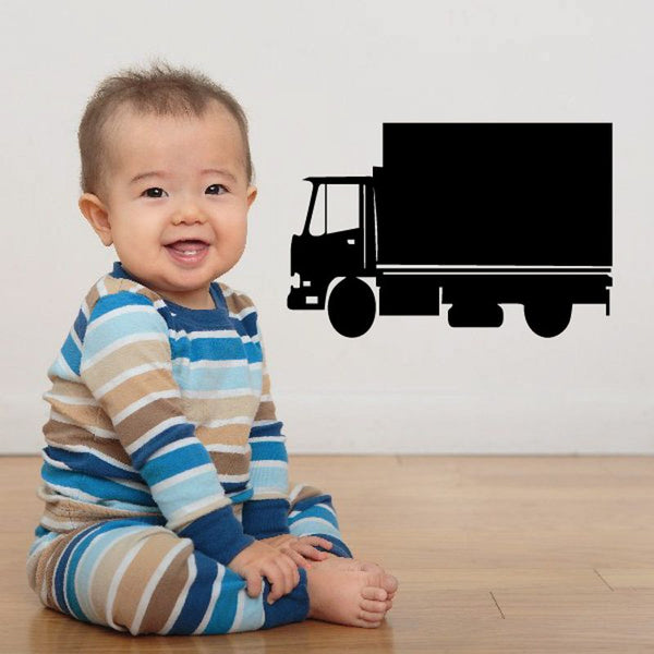 Vinyl truck wall decal with black box truck silhouette