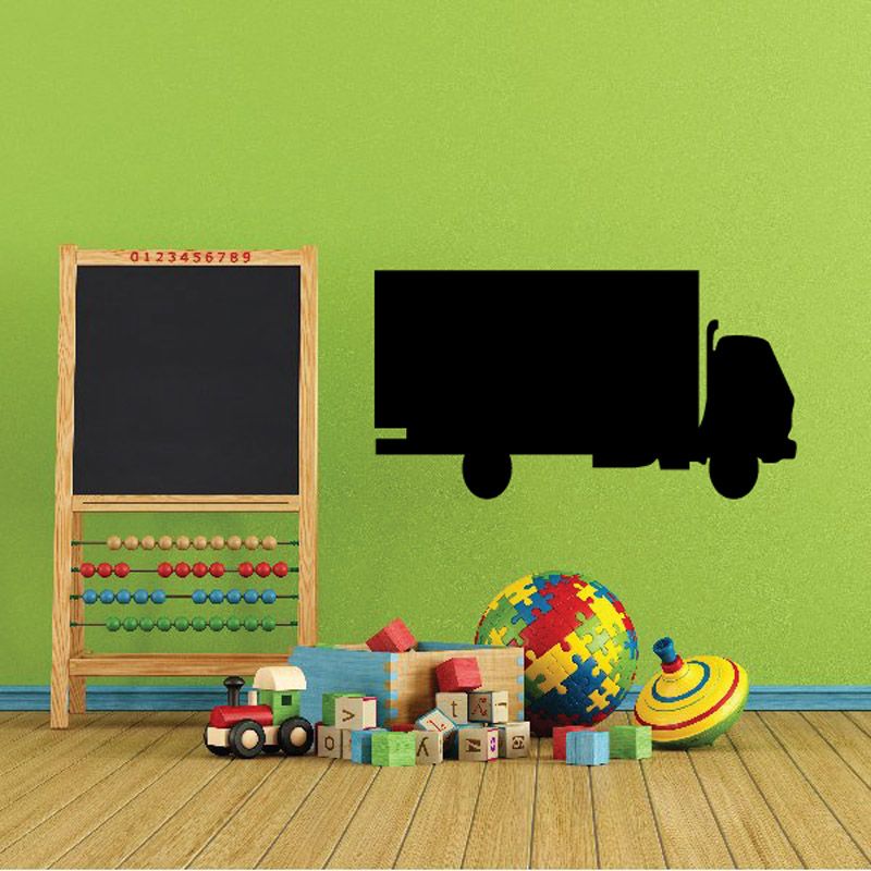 Box truck wall decal vinyl sticker, black truck silhouette