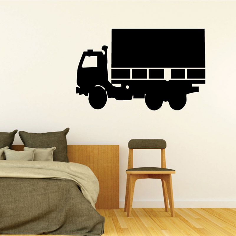 Box truck wall decal vinyl with dark silhouette of a cargo truck