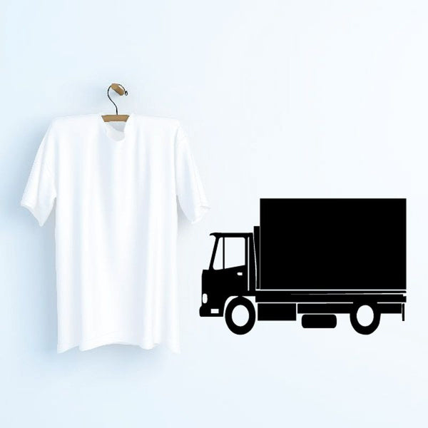 Vinyl box truck wall decal with black truck silhouette