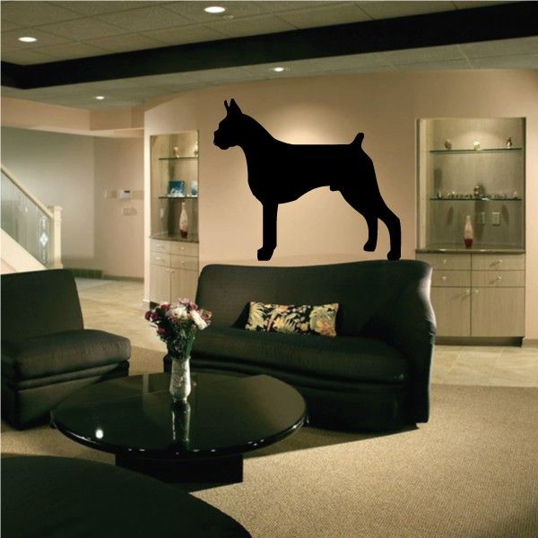 Black boxer dog decal silhouette for wall