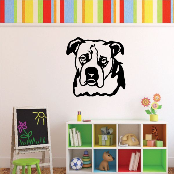 Dog face decal sticker with black outline and white interior