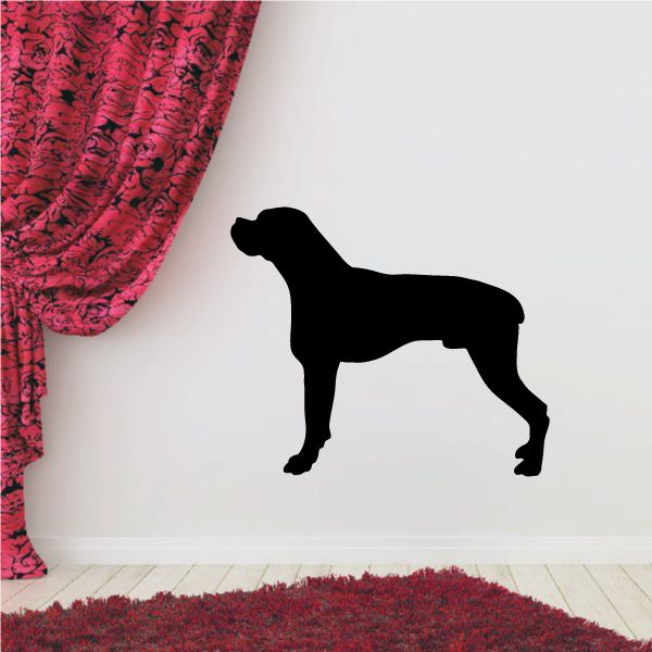 Black boxer dog looking up decal with bold silhouette