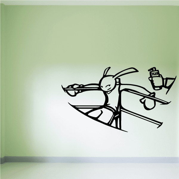 Rabbit time-out wall decal with bunny figure holding a small sign and clock