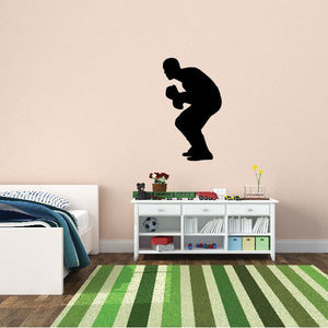 Black boxing wall decal silhouette of a boxer stance