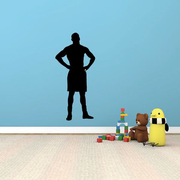 Boxing wall decal of a standing boxer silhouette
