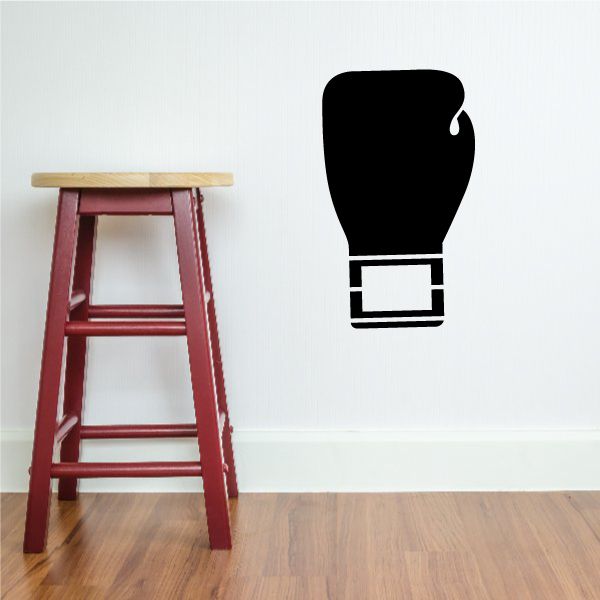 Boxing wall decal: black boxing glove silhouette with white rectangular outline at base.