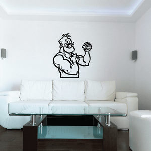 Boxing wall decal showing a cartoon boxer holding a punch in black outline