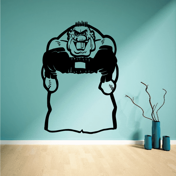 Black boxing character wall decal with clenched fists and raised hands
