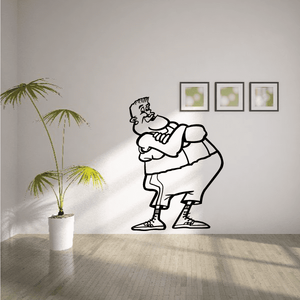 Boxing wall decal vinyl sticker of a black-outlined boxer in a stance