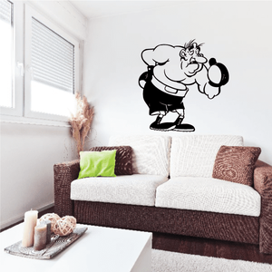 Black-and-white boxing boxer wall decal with raised glove and shorts