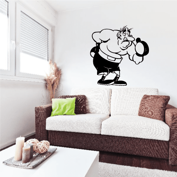 Black-and-white boxing boxer wall decal with raised glove and shorts