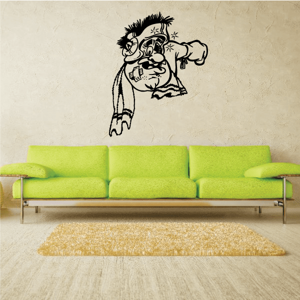 Boxing vinyl wall decal of a black cartoon boxer with fists raised