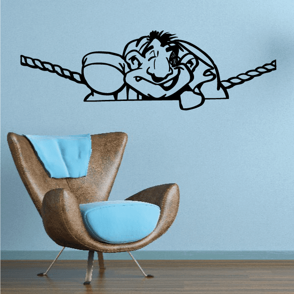 Boxing wall decal of a black-and-white boxer with boxing ropes and gloves