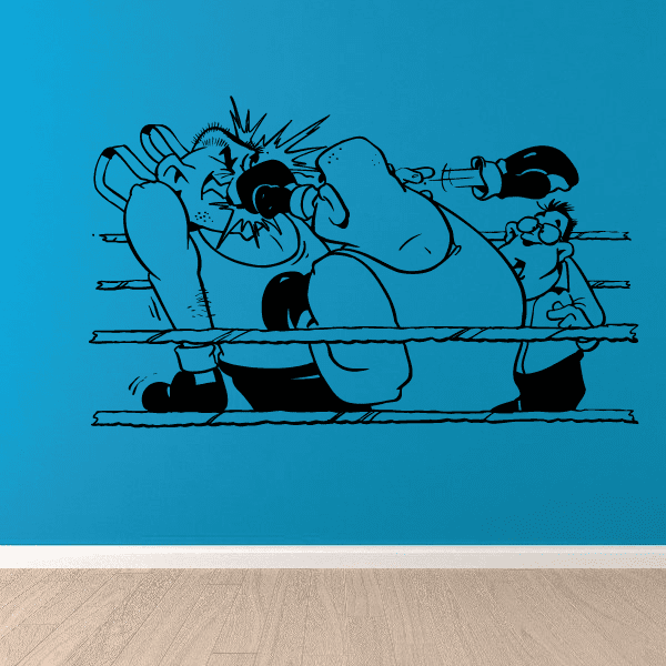 Boxing vinyl wall decal with two punching figures and speed lines
