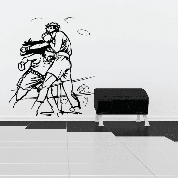 Boxing wall vinyl decal featuring a sketch-style boxer throwing a punch in black outline