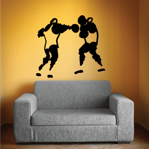 Boxing wall decal vinyl with two black boxer silhouettes mid-punch