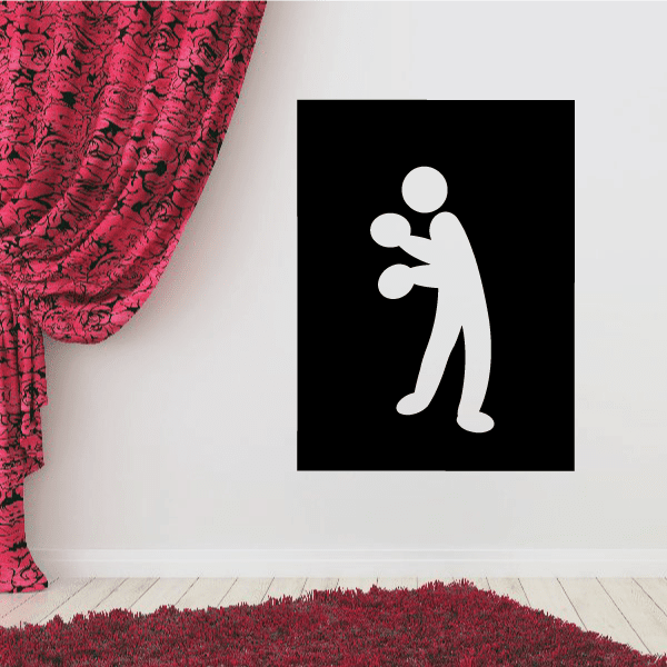 Boxing wall vinyl decal with a black silhouette boxer figure