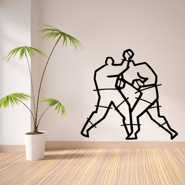 Boxing wall decal vinyl sticker with two black fighters in action pose