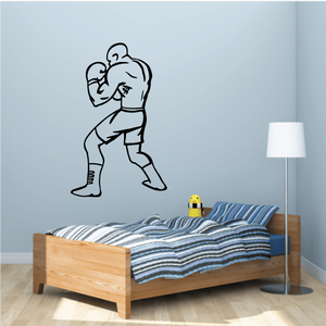 Boxing wall decal vinyl sticker with two boxer figures in fighting stance