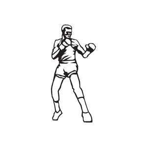 Boxing wall decal featuring a black outline boxer in a fighting stance
