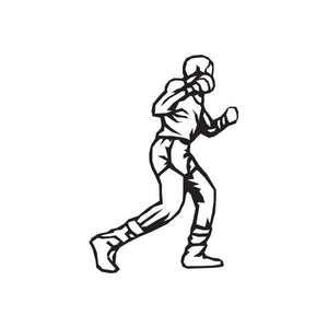 Boxing wall decal vinyl sticker featuring black boxer silhouette in punching pose