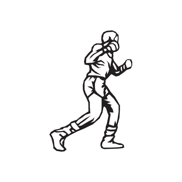 Boxing wall decal vinyl sticker featuring black boxer silhouette in punching pose