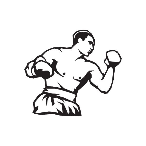 Boxer silhouette vinyl wall decal, black boxing pose with raised fist