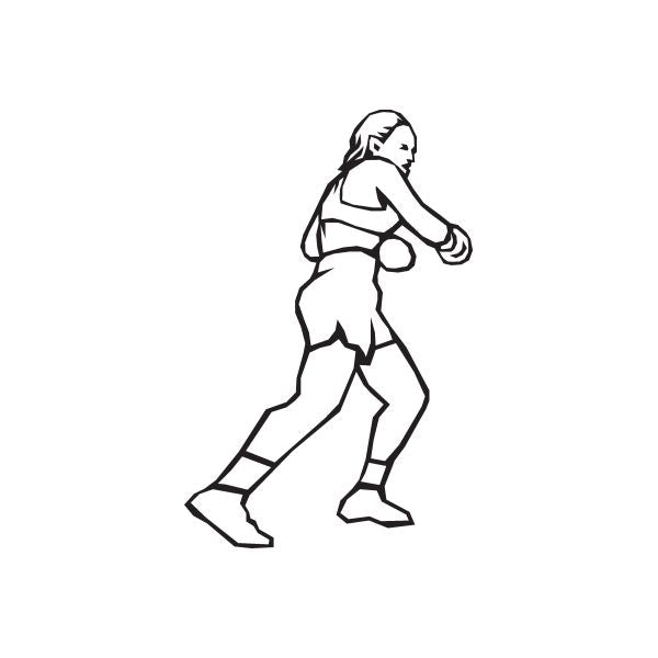 Boxing wall decal of a standing boxer in black outline, full-body silhouette