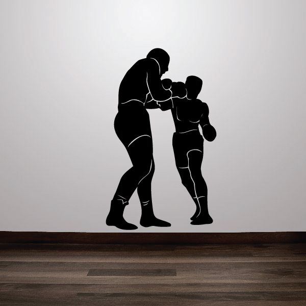 Boxing wall decal vinyl sticker showing two boxers in action, black silhouette