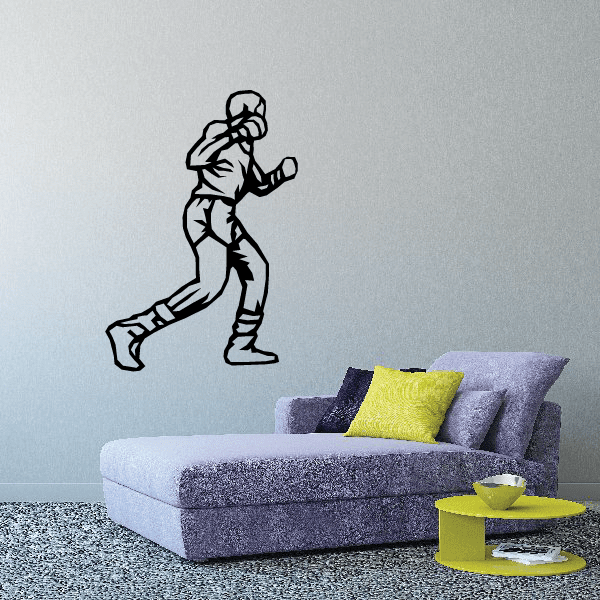 Boxing wall decal: black boxer silhouette vinyl sticker