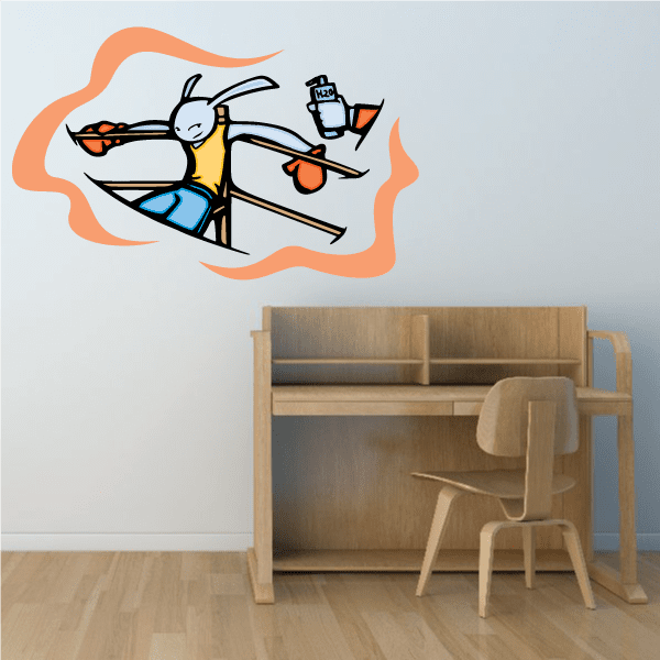 Die-cut boxing vinyl wall decal sticker with boxer illustration and orange gloves