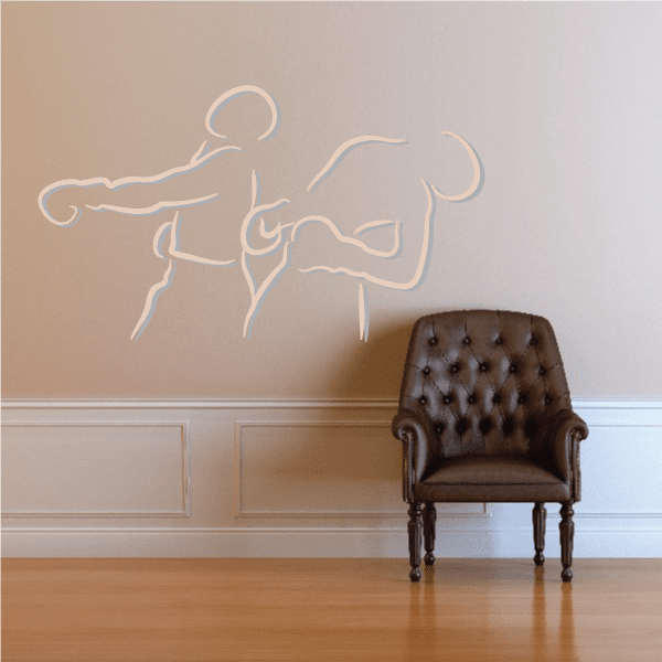 Boxing wall decal vinyl sticker: outline boxer with gloves and stance, die cut design