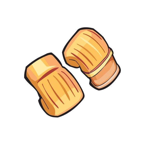 Boxing glove vinyl decal sticker showing two orange-brown gloves with black outline
